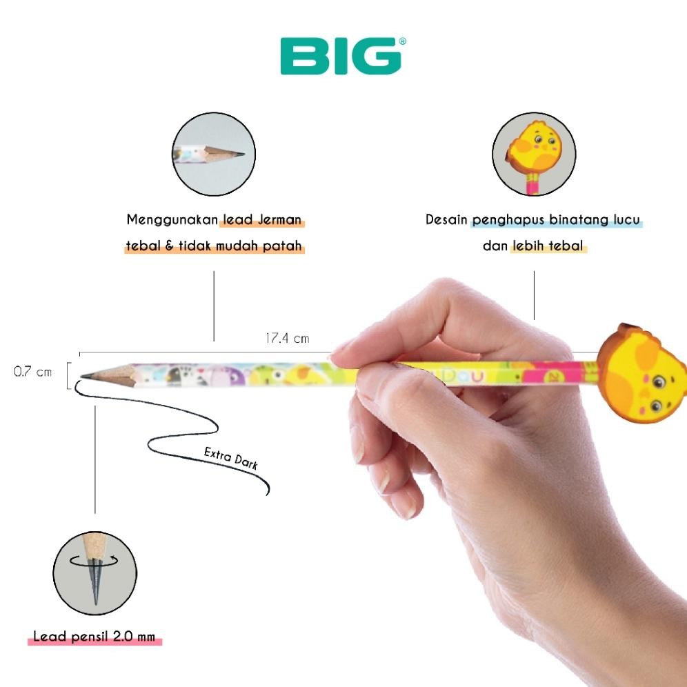 

tg-342 24 Pcs BIG Pensil 2B & Penghapus Hewan Lucu Graphite Pencil PS-888 Berkualitas