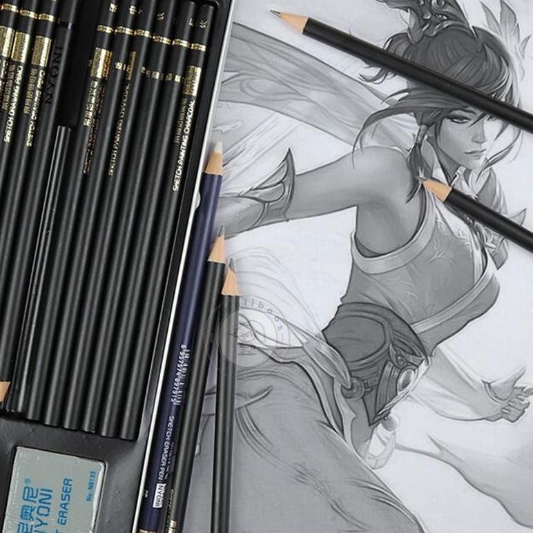 

Best Seller 29pcs/Set Lukis Sketsa Lengkap Paket Drawing Pencil Gambar Metal Tin Box Pensil Gambar Sale