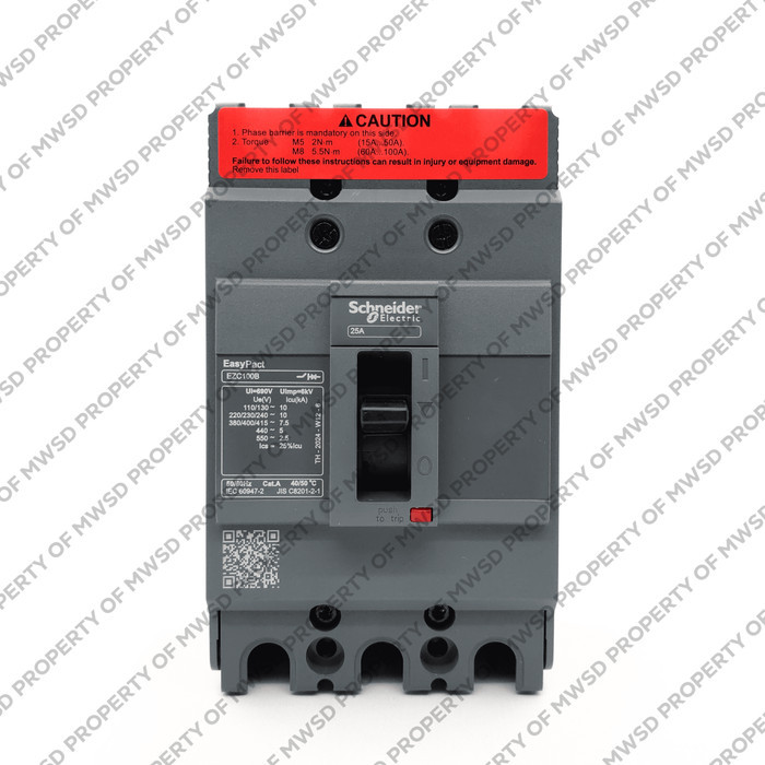 SCHNEIDER  MCCB  7 5KA EZC100B 3P 25A  EZC100B3025