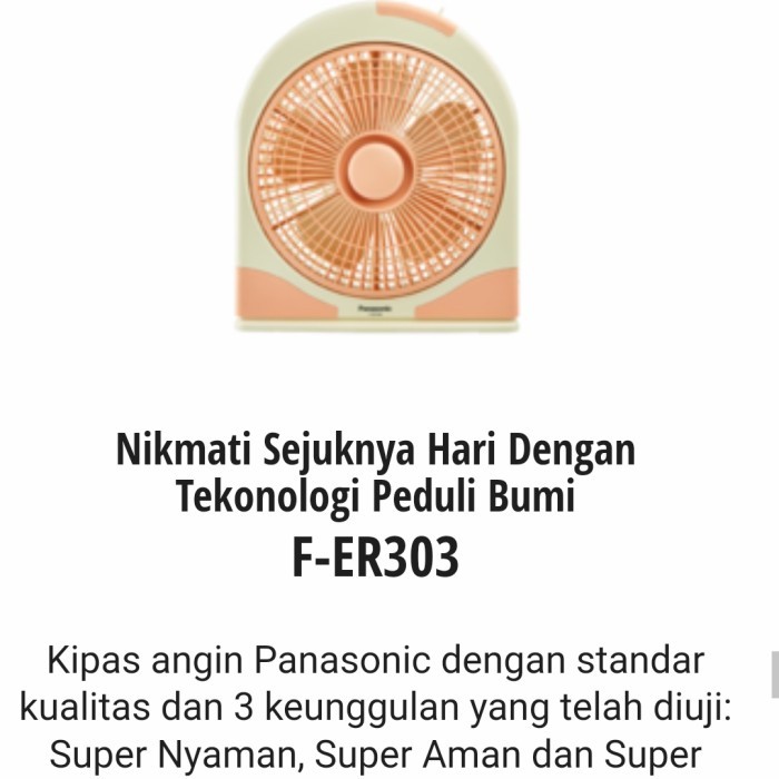 Panasonic ER-303 BoxFan/Kipas Duduk/Kipas Kotak 12"