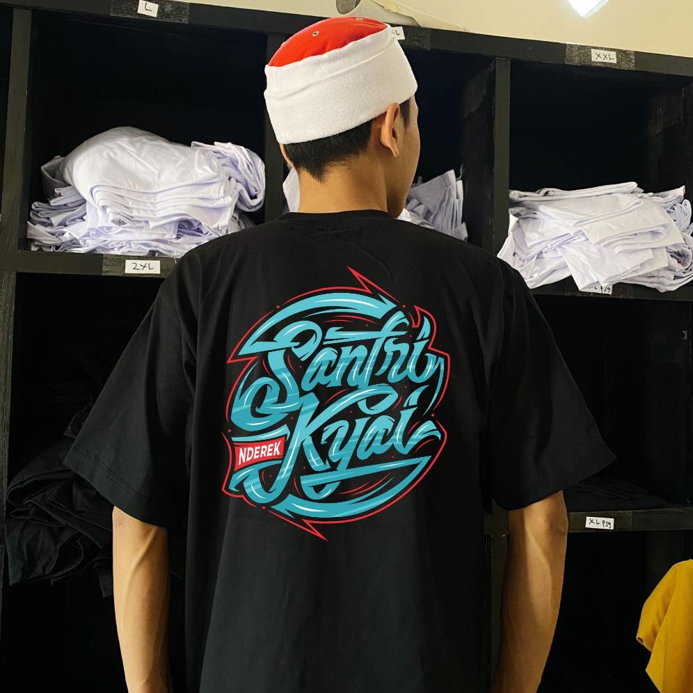 Terlaris Kaos Santri Nderek Kyai Kaos Combed Lembut