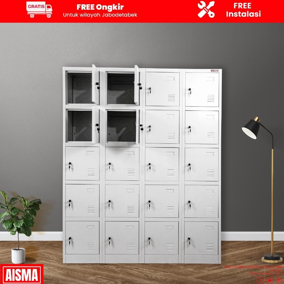 Loker Karyawan / Loker Sekolah / Loker Besi 20 pintu minimalis warna putih