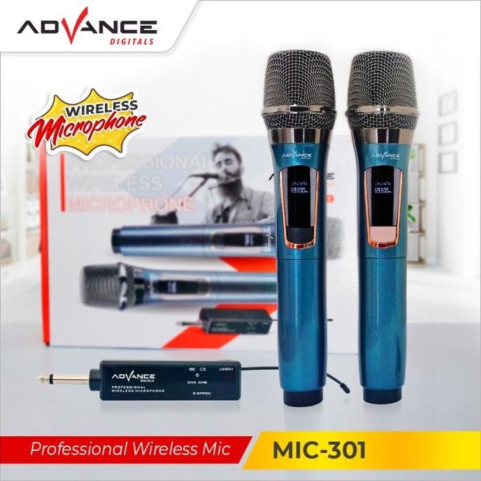 Mic Wireless Double Advance 301 microphone advance MIC-301