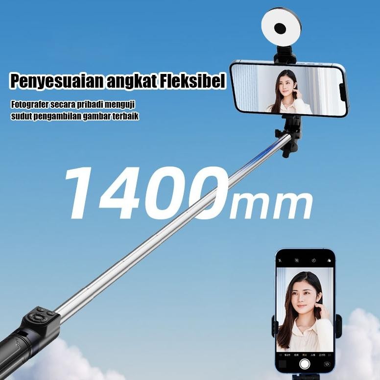 Fb-43 Topspot Tongsis Selfie Stick Tripod  Bluetooth Remote Shutter 7 Kunci Selfie Stick Mini Remot 