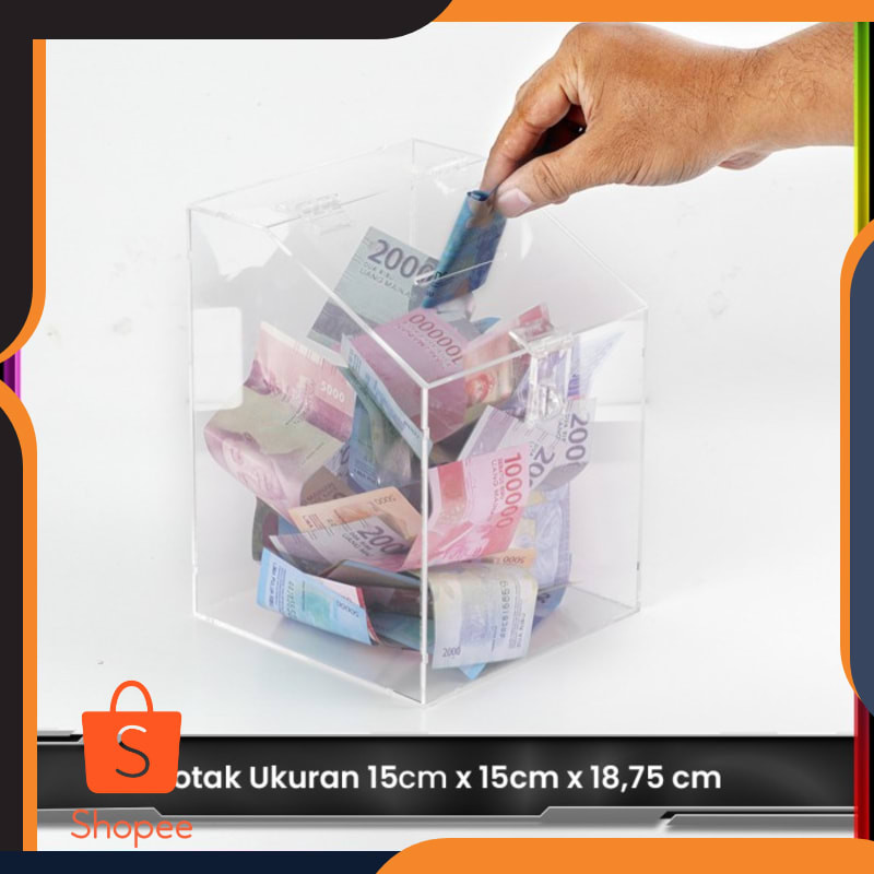 

Terlaris Kotak Amal Acrylic/Kotak Saran Akrilik Model Miring 15x15x18.75 cm - Bening Elegan