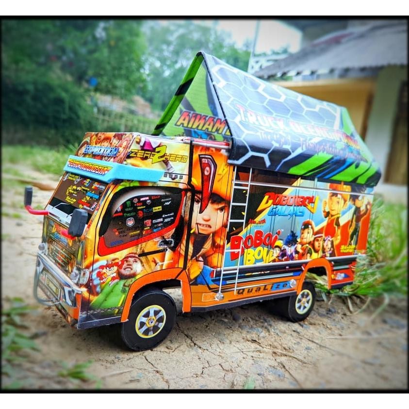 Truk Oleng  Miniatur Truk Kartun  Kapten Oleng Lengkap Dengan Lampu & Terpal Murah Trend