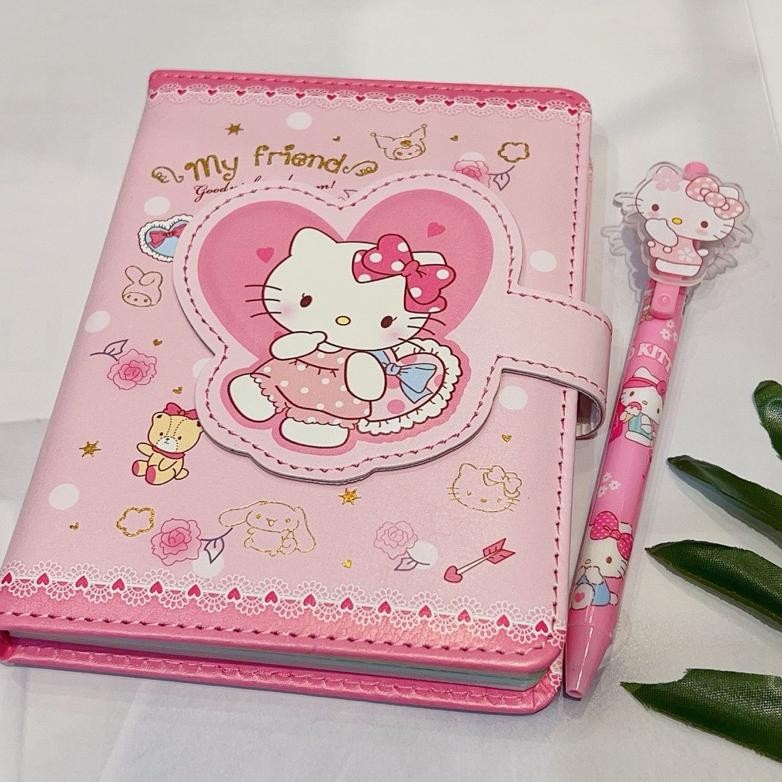 

ew-45 Notebook 2in 1 Buku Tulis Anak Sanrio Magnet Buku Memo dan Pen Kuromi Cinnamoroll Melody Hello Kitty Berkualitas
