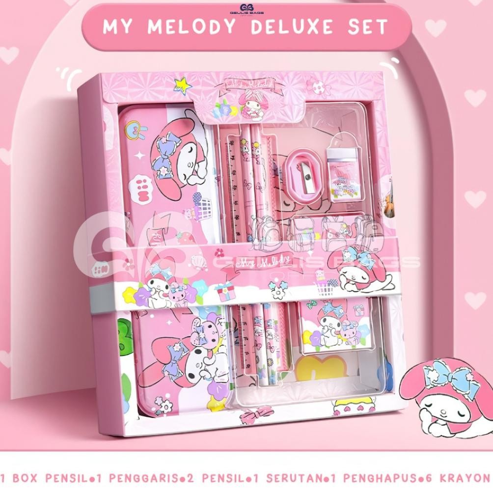 

er-79 GEULIS BAGS Studen Set Alat Tulis Sekolah Karakter Kuromi Cinamonrol My Melody 7 In 1 Berkualitas