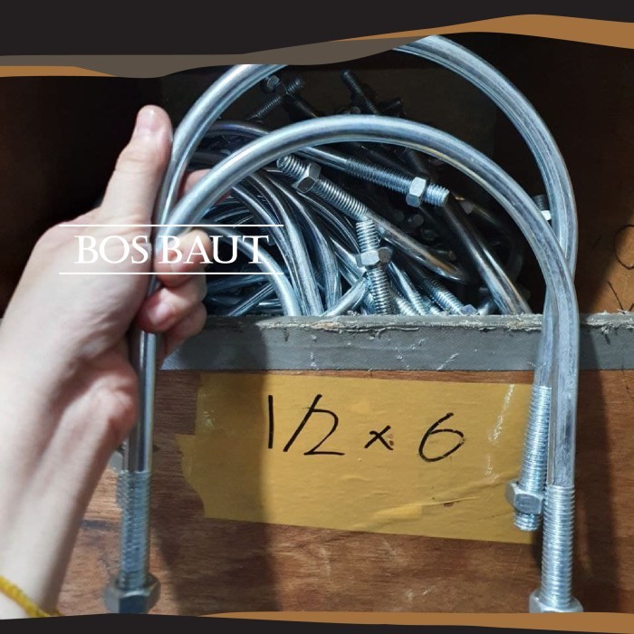 Baut U - U Bolt Galvanis 1/2" x 6"