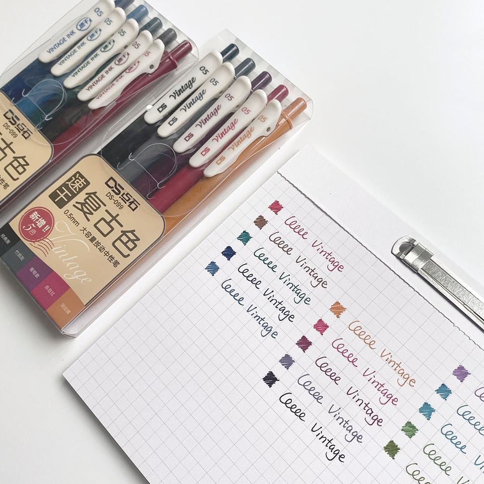 

GV23 Winzige 5Pcs gel pens set 0.5mm pulpen warna warni pulpen gel aesthetic vintage color retractable gel pens lucu pen mekanik 20 colors Premium