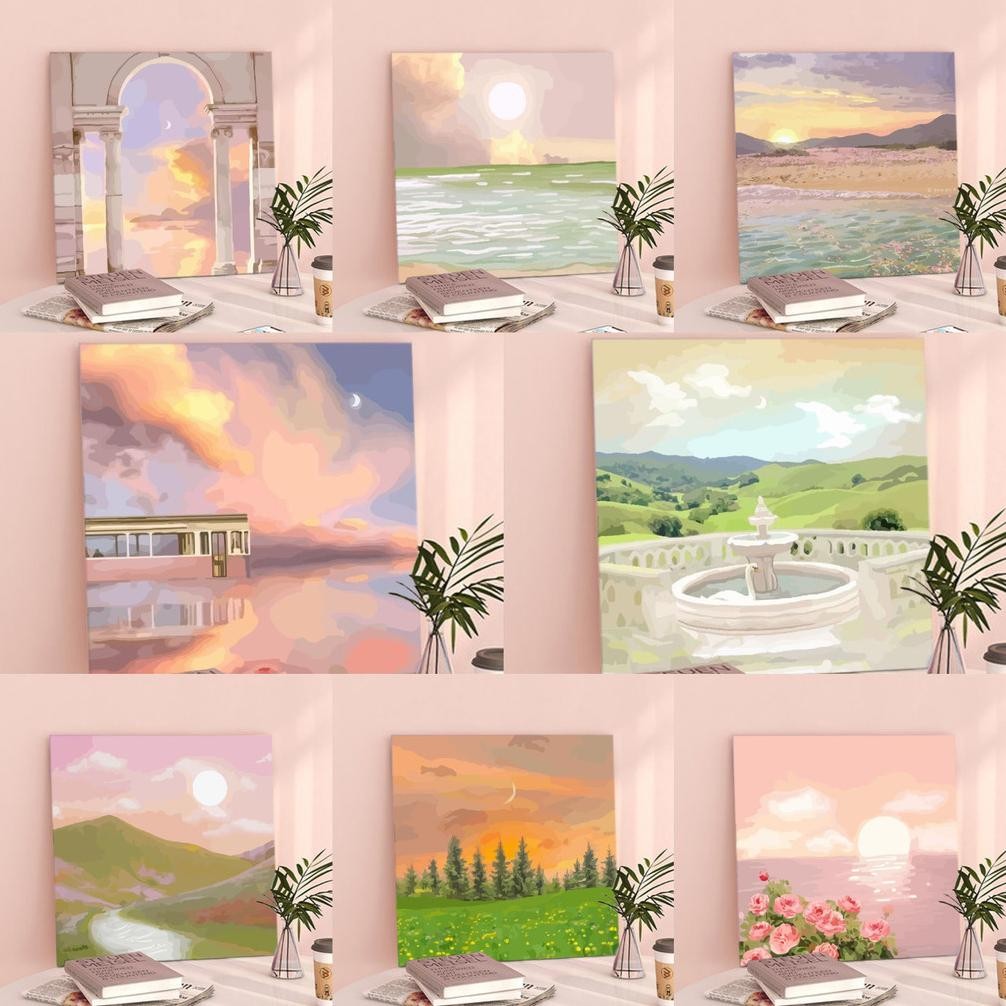 

dh-68 Paint By Number 20x20 Nature Series DIY Painting Kit Canvas Paint Kit Digital Aesthetic Kanvas Lukis Hemat