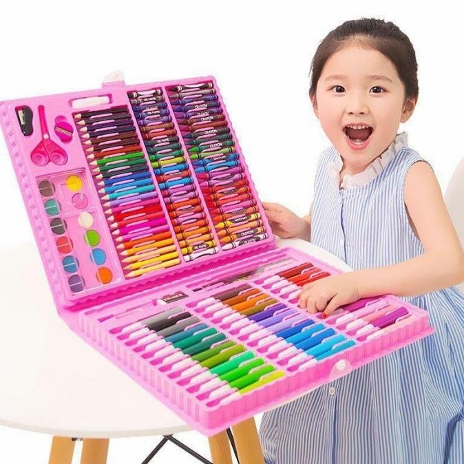 

sd-46 Crayon Set Anak Pensil Warna 150pc 208pc Set Krayon Spidol Gambar Mewarnai Anak Premium