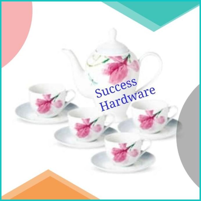 DELICIA SET TEKO DAN CANGKIR TEH LINE PREMIUM PORCELAIN TEA SET 10 PC