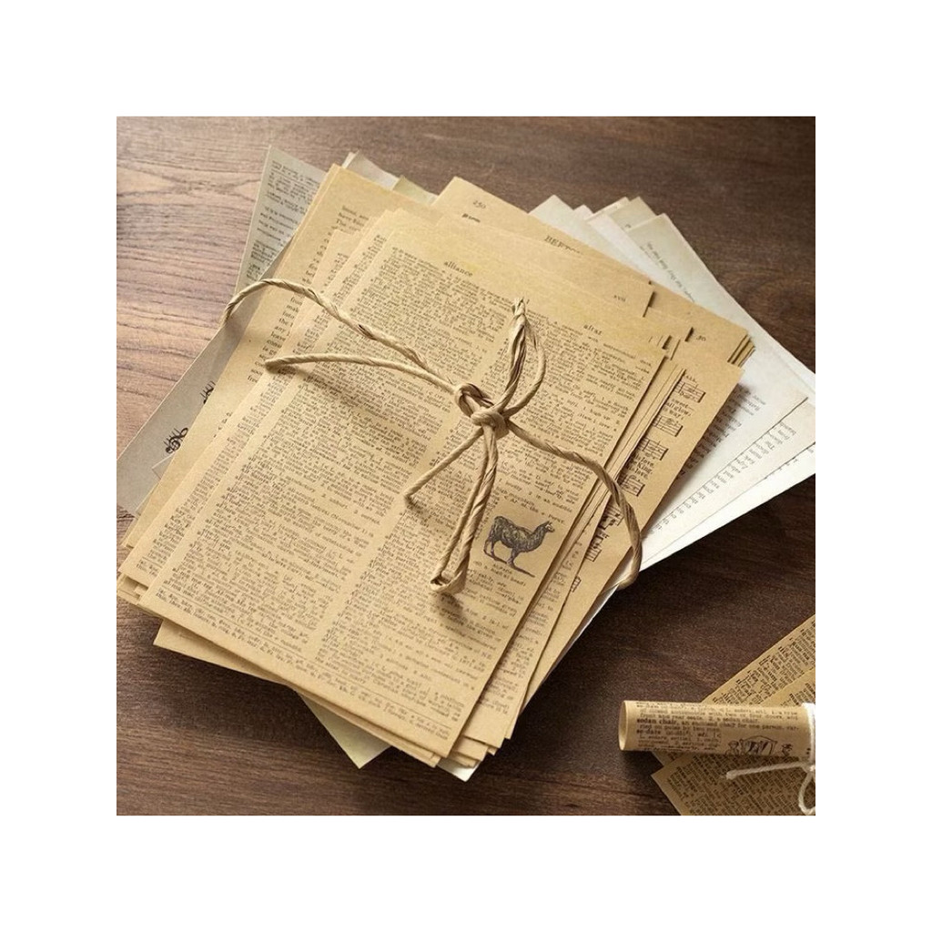

ATK 57Pcs Old Book Paper Journal for Deco Scrapbook DIY Kertas Dekorasi Buku Kertas
