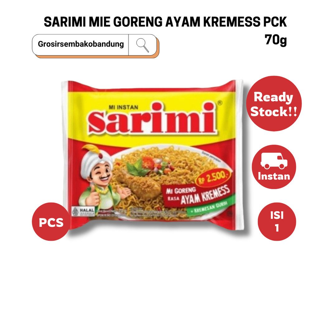 

SARIMI MIE GORENG AYAM KREMESS PCK 70g - 1 Pcs - Kota Bandung
