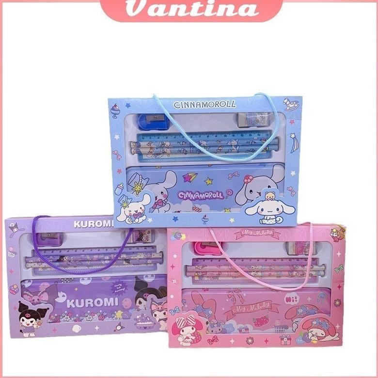 

se-7 Kotak Pensil Anak Set 7 in 1 Stationery Untuk Hadiah Anak Sekolah Sanrio / Alat Tulis Set Kotak Pensil Karakter Kuromi /Stationery Untuk Hadiah Anak / Kotak Pensil / Alat Tulis Hemat