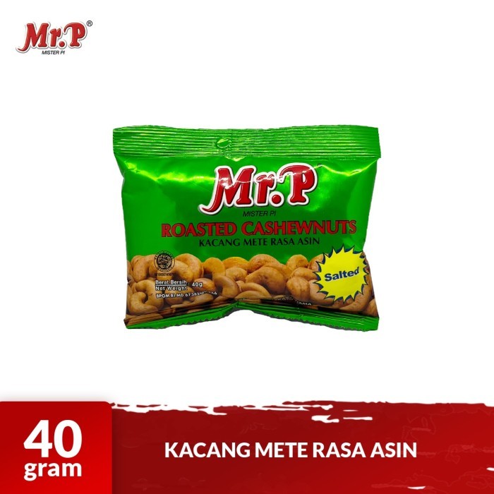 

Mr.P - Kacang Mete Rasa Asin 40gr - Roasted Cashew Nuts (Lightly Salted)