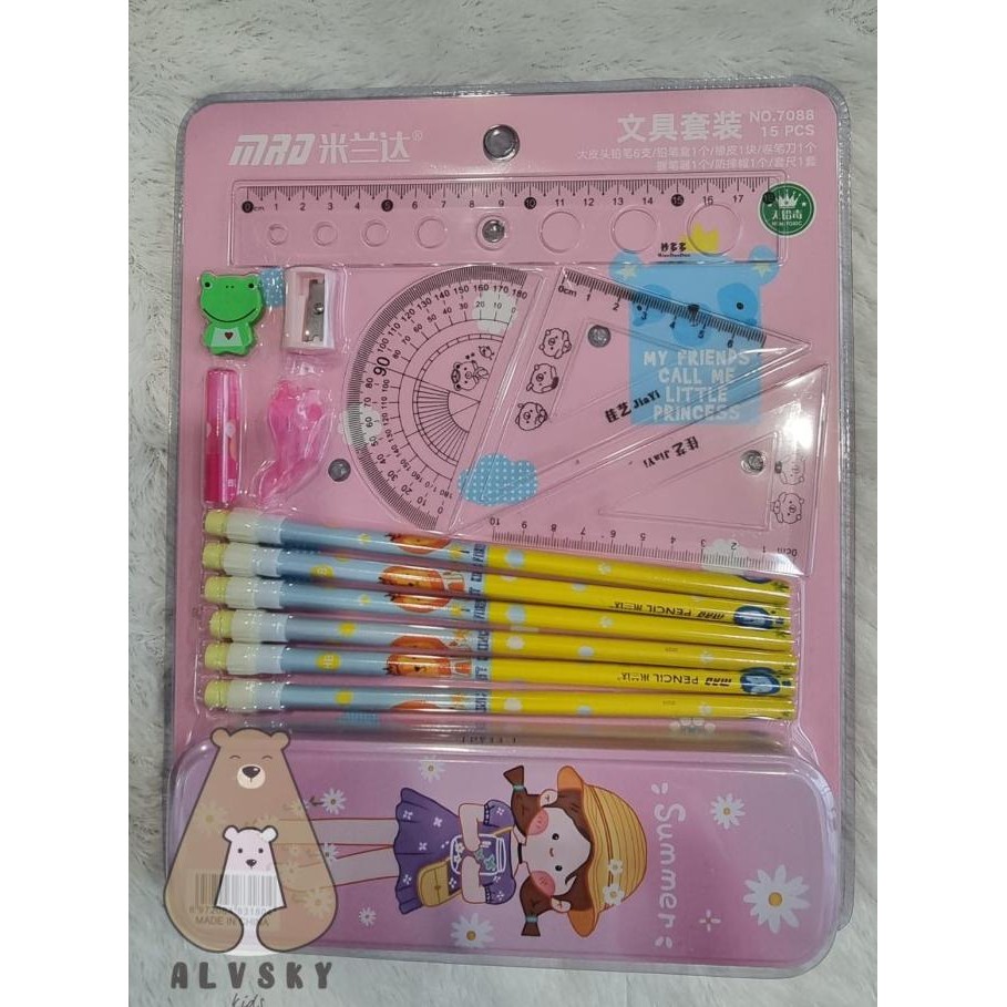 

uj-32 STATIONARY SET FREE KOTAK PENSIL / PAKET ALAT TULIS SET ANAK SEKOLAH Termurah