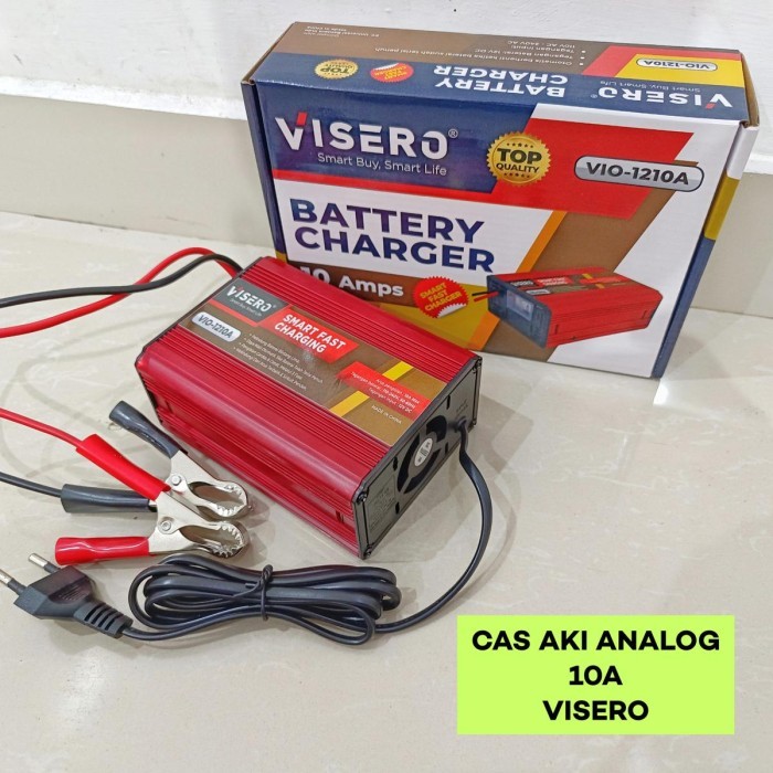 populer] Cas AKI Charger ACCU 10A 12V Visero Fast Charging Otomatis 10 A Analog
