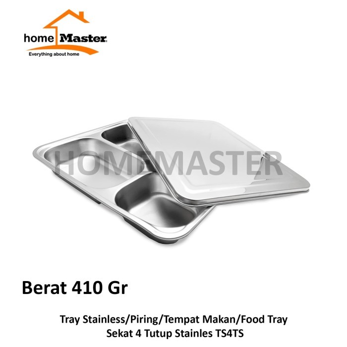 

Terbaru Piring/Tempat Makan/Food Tray Stainless 4 Sekat Tutup Stainless TS4TS Limited