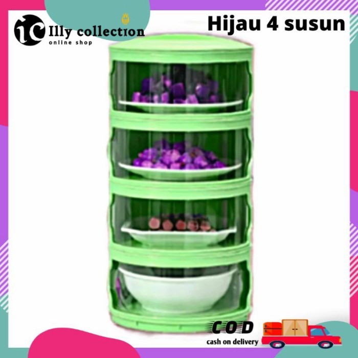 

Terbaru tudung saji 5 4 3 susun food cover layer rak tempat menyimpan makan - Hijau Limited