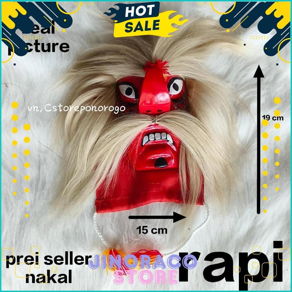 Ganongan Biasa Sintetis / Topeng Ganong / Topeng Bujang Ganong / Gedruk / Jaranan / Barongan / Baron