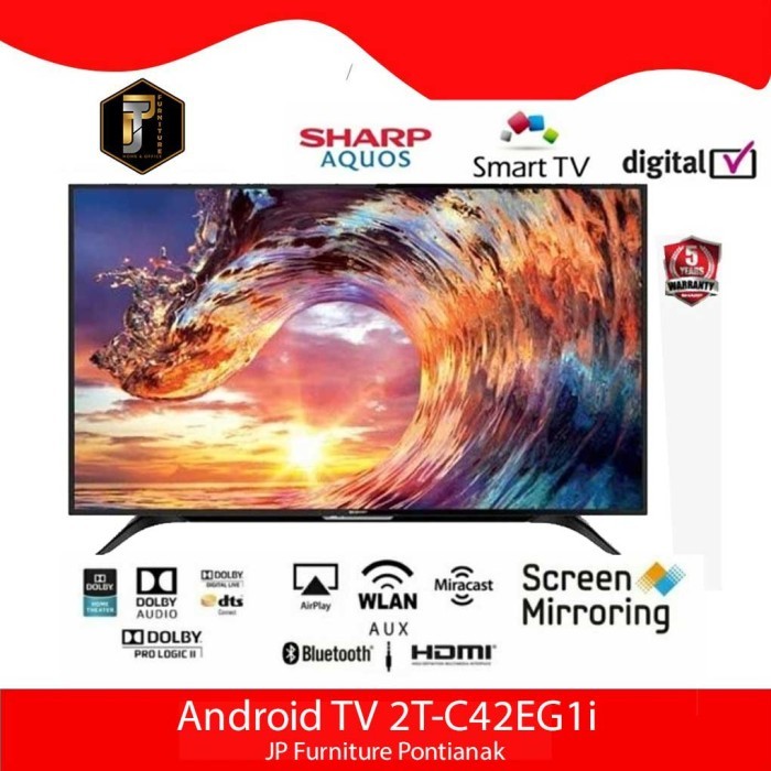 siap kirim] Smart TV 42 Inch / Sharp LED Android TV 2T-C42EG1i Murah Pontianak