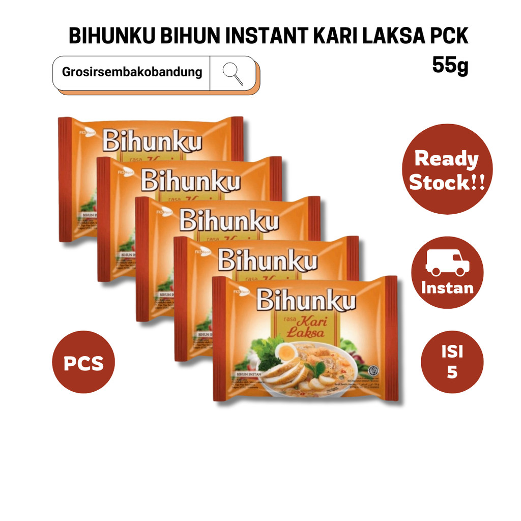 

BIHUNKU BIHUN INSTANT KARI LAKSA PCK 55g - 5 Pcs - Kota Bandung