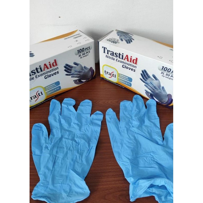 Sarung Tangan Nitrile Medis Trasti Non Powder 100Pcs Kemenkes - S,M,L
