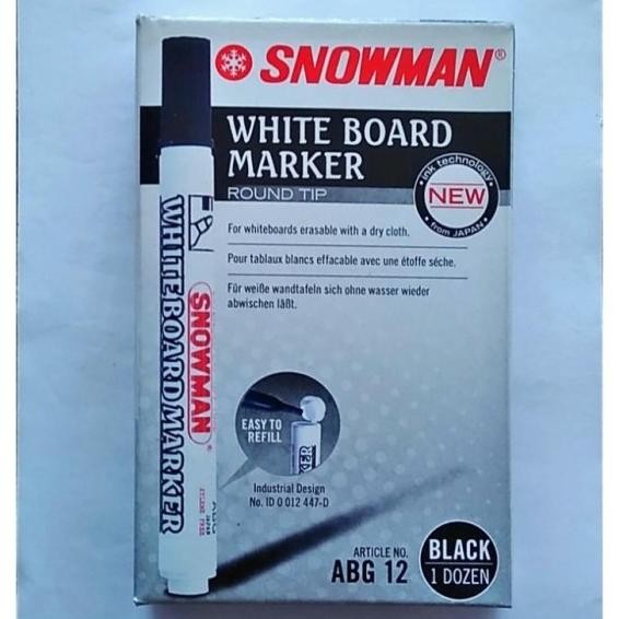 

Spidol Whiteboard Snowman Abg12 Isi 12 Pcs - Abg 12 Hitam