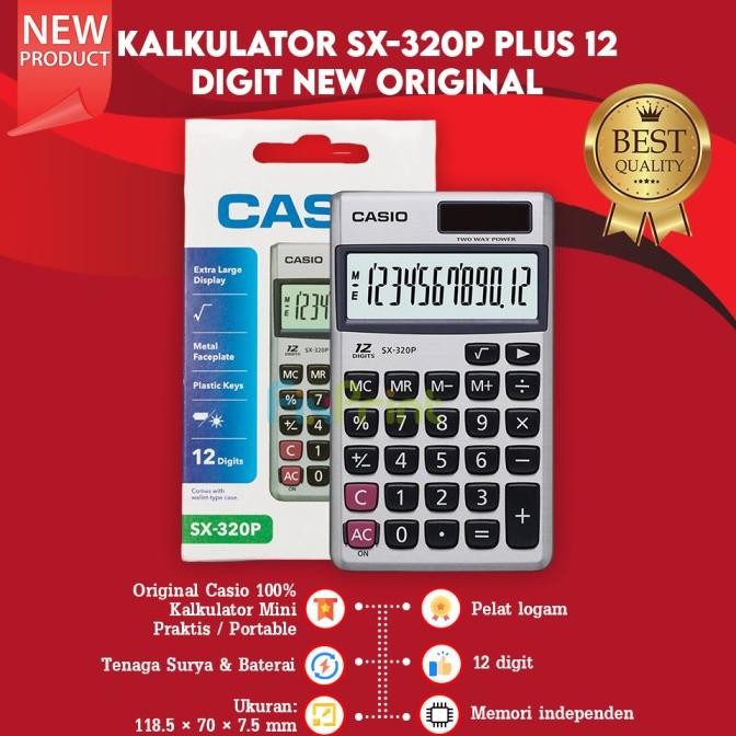 

bas-12 Kalkulator Saku Casio SX 320P 12 Digit Calculator Pocket New Original Original