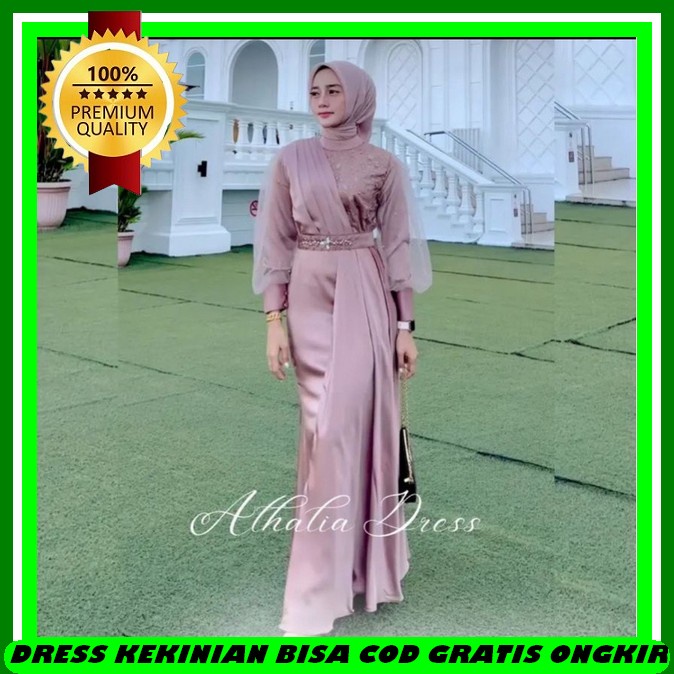 Dress Korean Style Hijab Dewasa Dres Elegan Driss Brokat Pesta Dress Muslimah Mewah Cantik Dan Kekin