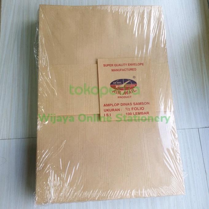 

Amplop Coklat Samson Salur AIRMAIL 1/2 Folio (Pak)