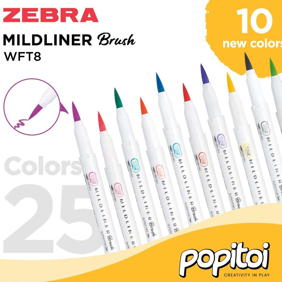 

Laris➽ K0AEU ZEBRA Mildliner BRUSH Pen Marker Double Ended Highlighter pastel P71 ✷Ready Stock