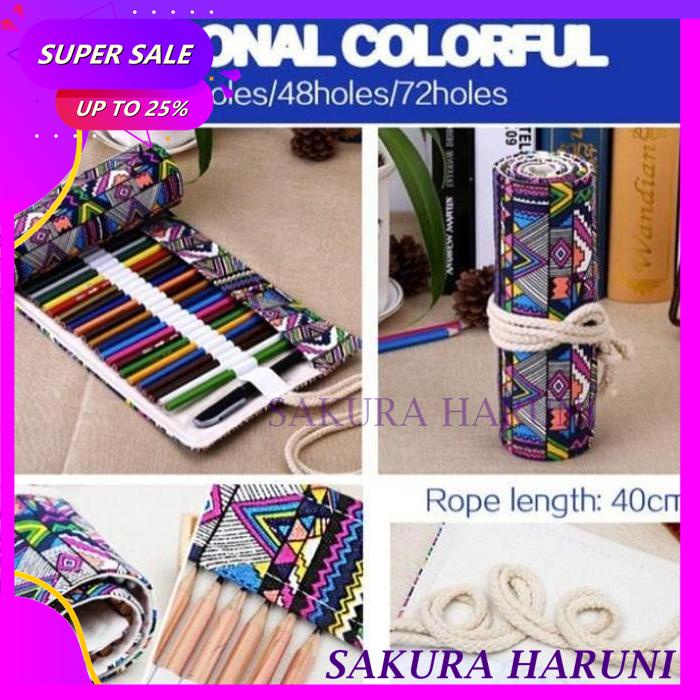 

TAS TEMPAT PENSIL GULUNG CANVAS 48 SLOT 20 X 56CM CASE PENSIL WARNA PRODUK BAHAN BERKUALITAS TINGGI !!