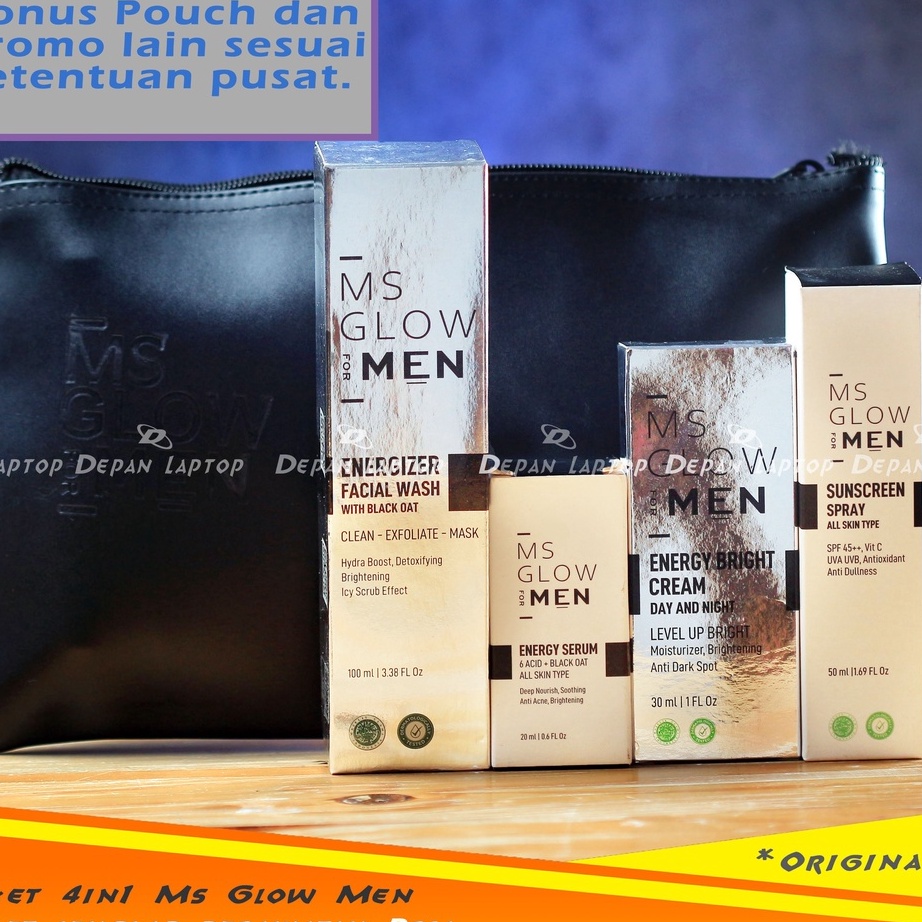 Terbaru Paket Lengkap SkinCare Pria MS Glow For Men Serum Facial Wash Cream Sun Screen Spray Produk 
