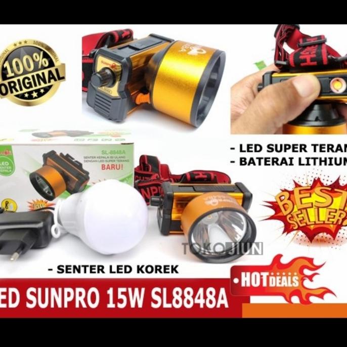 Senter Kepala LED Sunpro 15w - SL 8848 A (Korekapi) (Putih / Kuning)