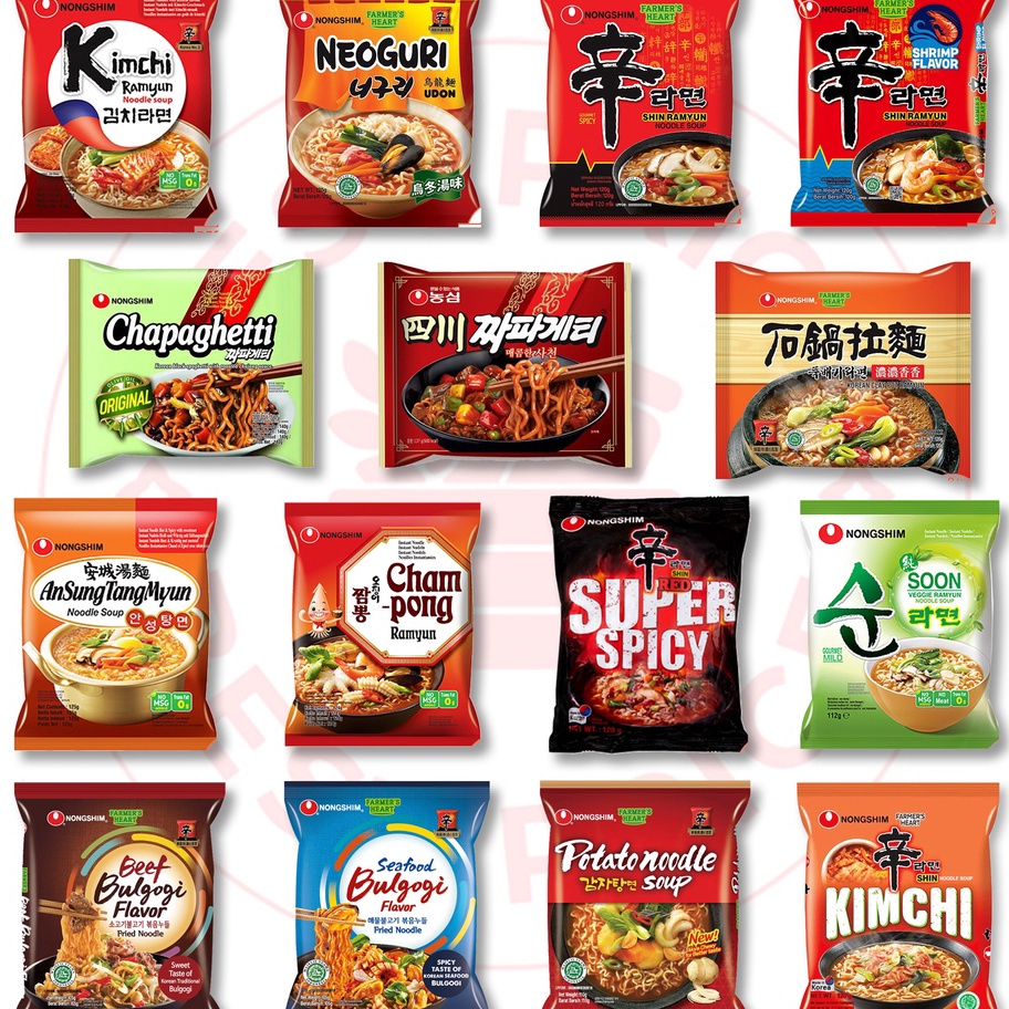 

Terlaris NONGSHIM - SEMUA VARIAN MIE KOREA (SHIN RAMYUN/ NEOGURI/ CHAPAGHETTI/ VEGE/ CHAMPONG/ANSUNGTANGMYUN) Diskon