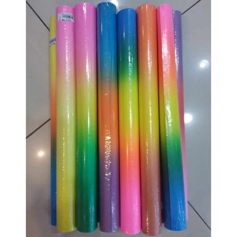 

[PROMO H9NA] [1 roll] kertas asturo pelangi gradasi isi 10 lembar/ kertas kerajinan 40×60cm JSQ