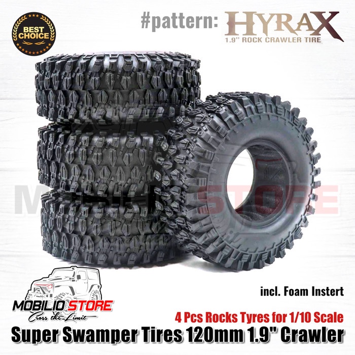 Ban Wheel RC Crawler 1.9" Super Swamper Tires 120mm with Foam Inserts