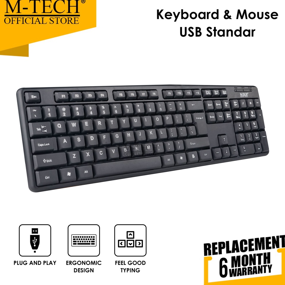 Terlaris Keyboard USB Standar M-Tech Original for PC Laptop Android - Hitam