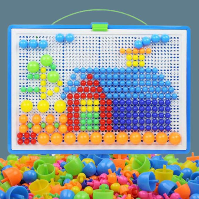 %%%%] mainan edukasi puzzle board paku jamur montessori kado anak 3 tahun