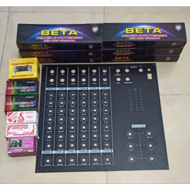 Paket Mixer 8 Potensio Dan Panel Atas 6 Channel Siap Rakit