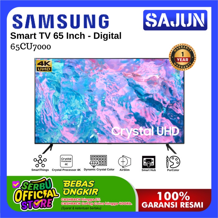 Samsung 65Cu7000 Smart Tv 65 Inch Crystal Uhd 4K Ua65Cu7000Kxxd