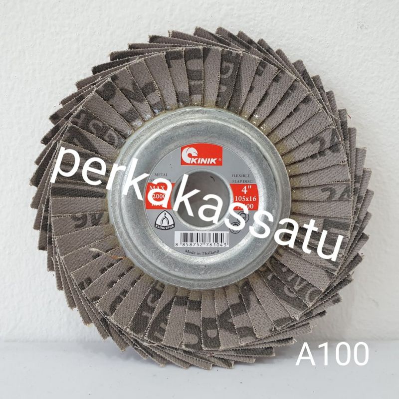 FLAP DISC 4" INCH KINIK KLINGSPOR A100 AMPLAS SUSUN STAINLESS STEEL