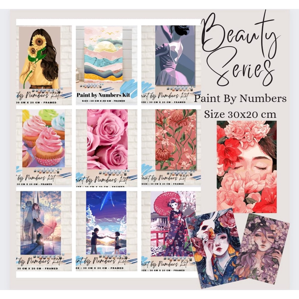 

Kekinian.. Paint By Number 30x20cm with WOODEN FRAME DIY PAINTING KIT all picture readystock 88