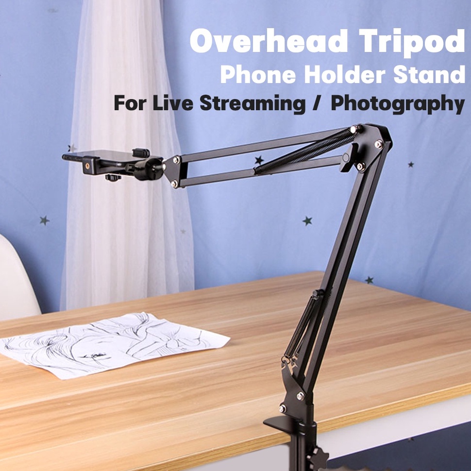 Paling Laku3u8Ti Overhead Tripod hp Ring Light Tripod Lazypod Phone Bracket Phone Holder / Selfie Me