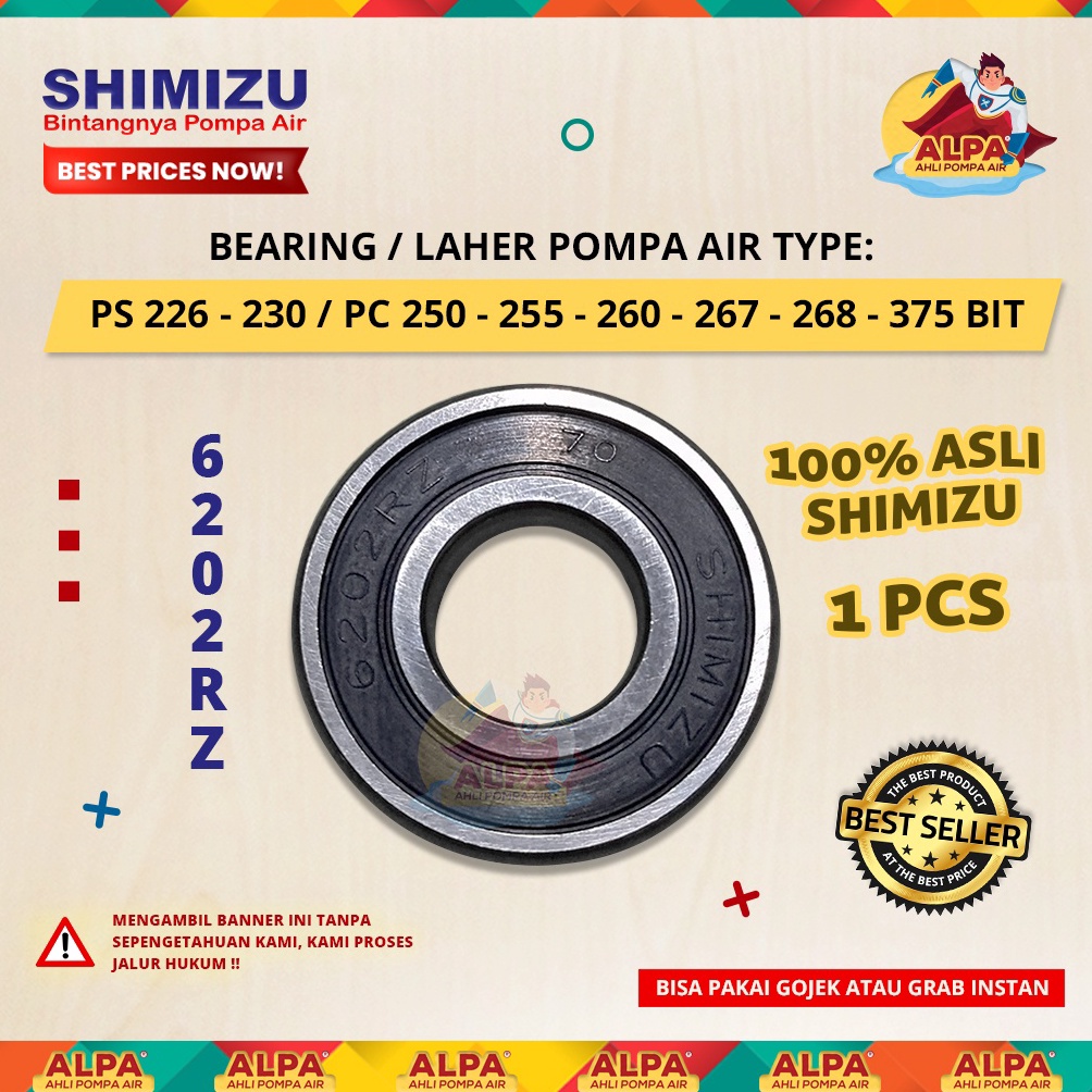 Harga termurah Bearing / Laher SHIMIZU ASLI 6202RZ (Tutup Karet) 83