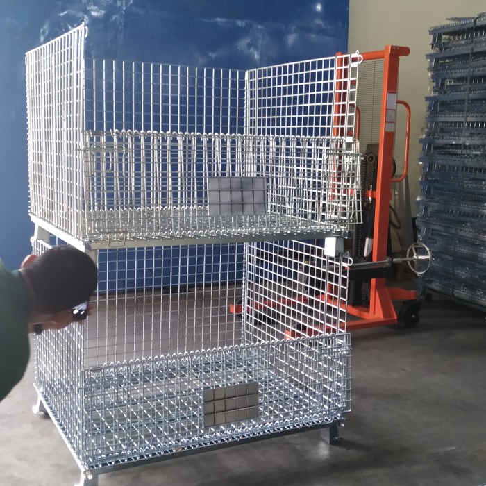 Terlaris Harga Cuci Gudang Keranjang Besi / Pallet Mesh Stocky 3 Cap 800 Kg