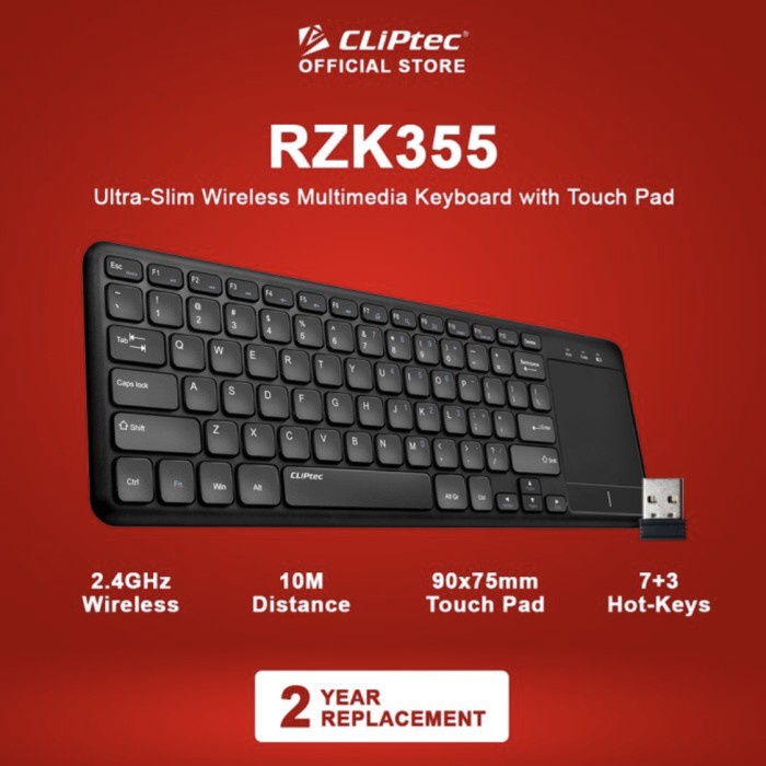 Cliptec RZK355 Wireless Ultra Slim Keyboard with Touch Pad